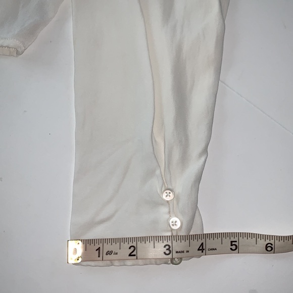 Massimo Dutti White Embroidered Long Sleeves V- Neck Blouse Tunic Size 4 - Picture 8 of 10